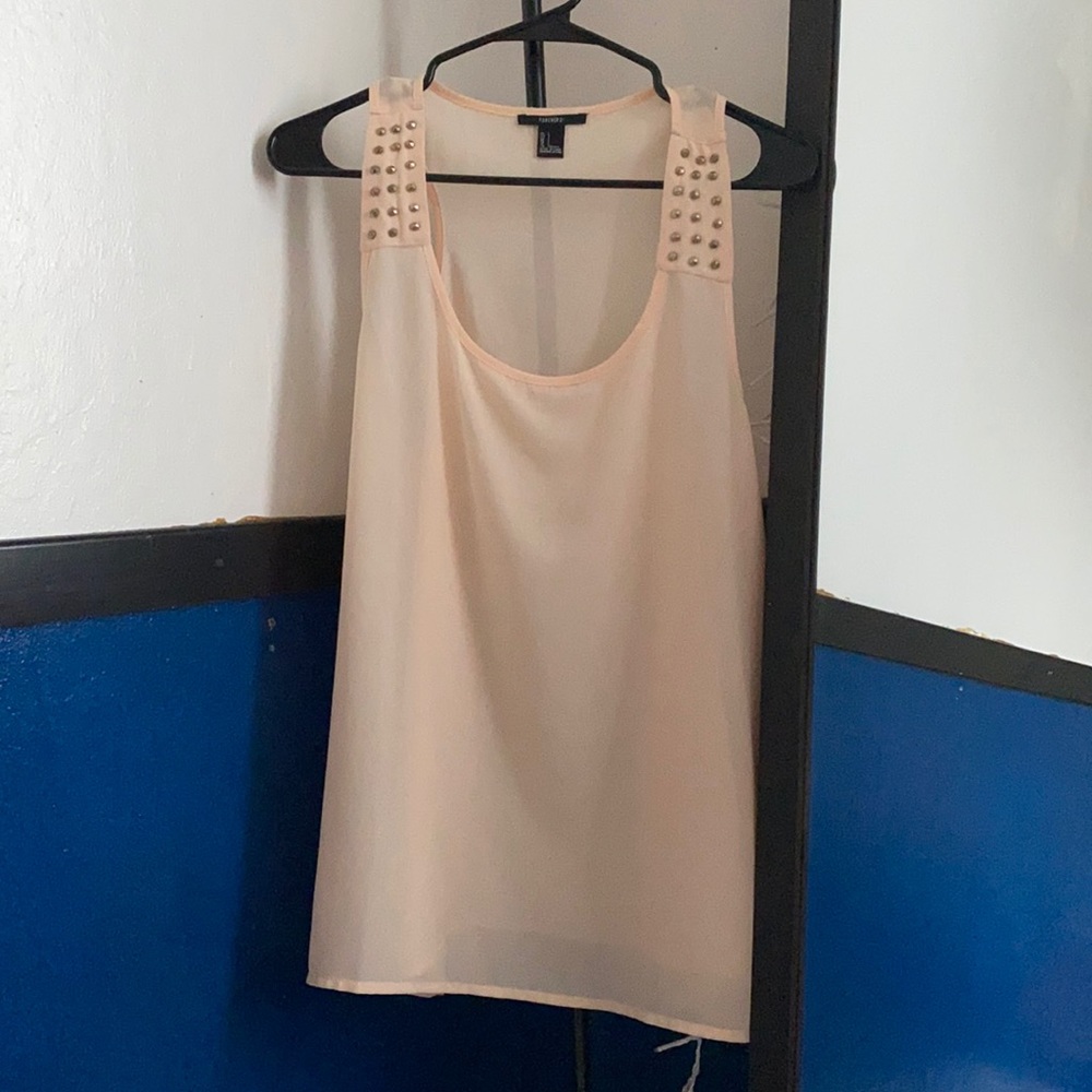 Mesh tank top with gold beads Size L